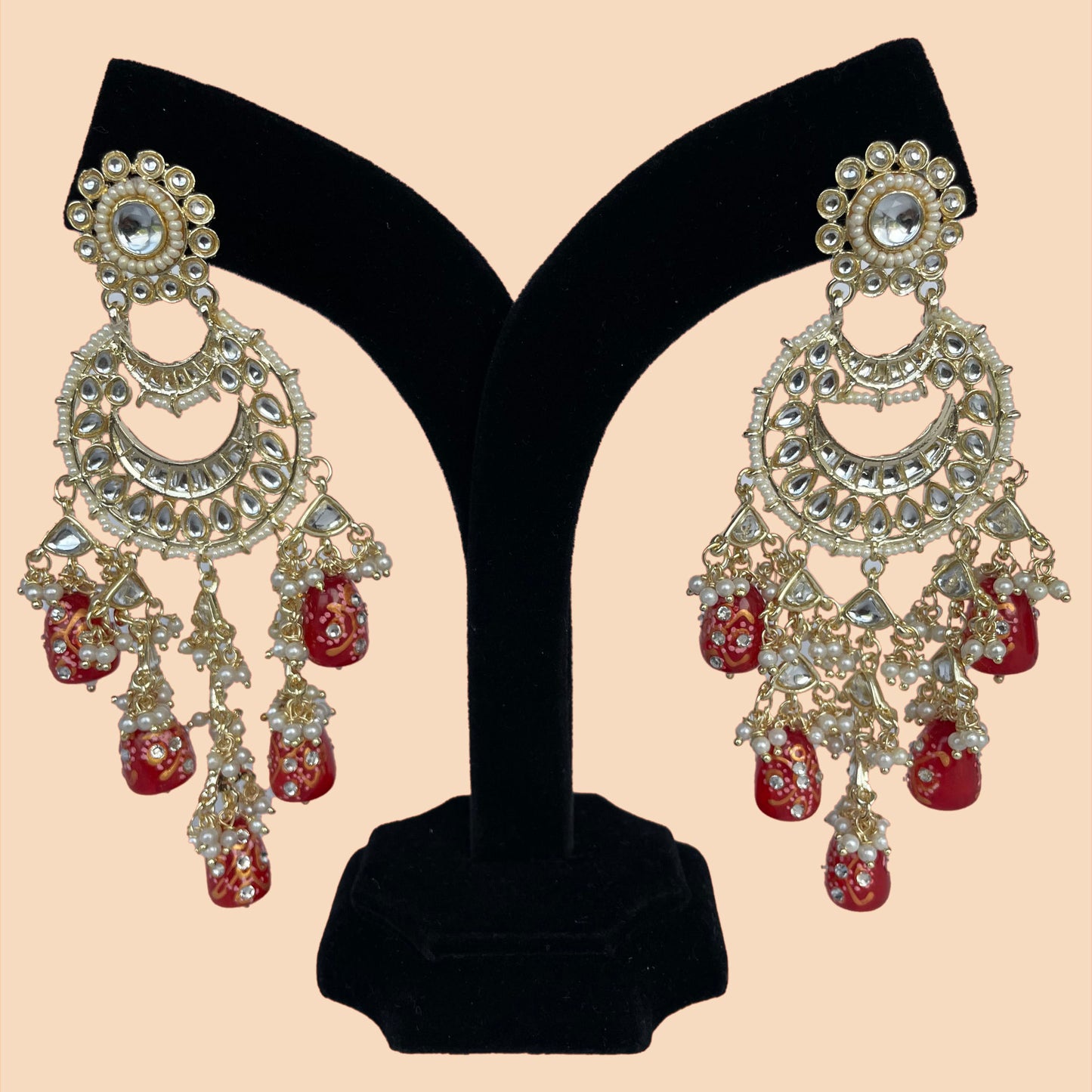 White Chandbalis with Red Drops